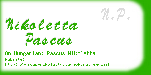 nikoletta pascus business card